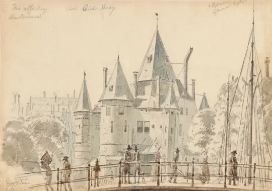 Martinus Rørbye | Det gamle vejehus i Amsterdam – 1834 | Indrammet kunsttryk | Danmarks Guldalder