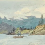 Martinus Rørbye | Sølandskab med robåd – 1830 | Indrammet kunsttryk | Danmarks Guldalder