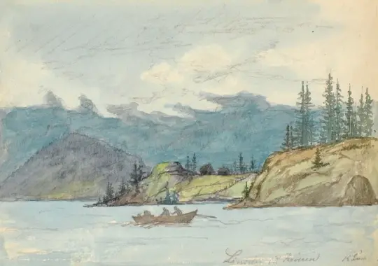 Martinus Rørbye | Sølandskab med robåd – 1830 | Indrammet kunsttryk | Danmarks Guldalder