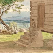 Martinus Rørbye | Parti med sæterhytte - 1832 | Indrammet kunsttryk | Danmarks Guldalder