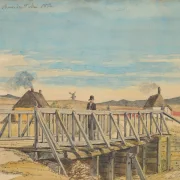 Martinus Rørbye – Landschaft mit einer Brücke bei Mosbjerg 1833 | Giclée Kunstdruck gerahmt
