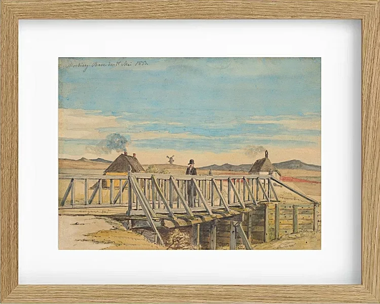 Martinus Rørbye – Landschaft mit einer Brücke bei Mosbjerg 1833 | Giclée Kunstdruck gerahmt