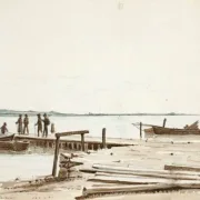 Martinus Rørbye | Folk ved en færgeovergang – 1830 | Indrammet kunsttryk | Danmarks Guldalder