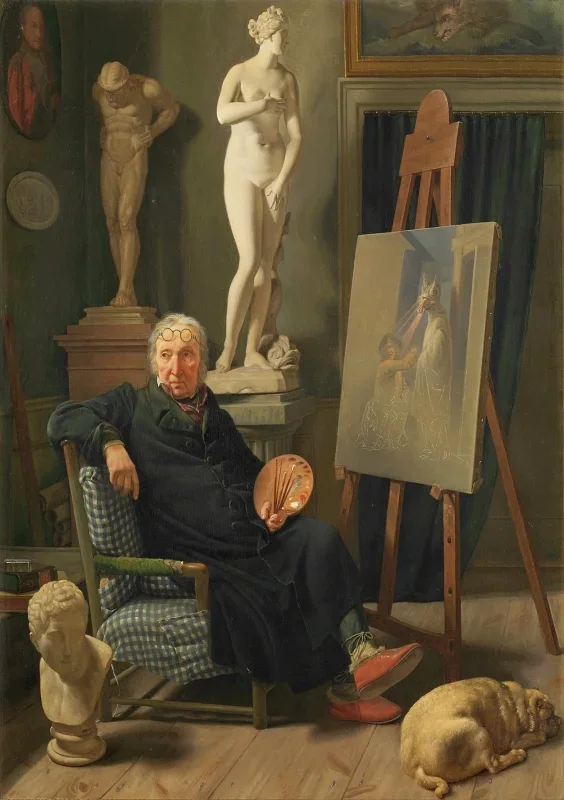 Martinus Rørbye | Porträt des Malers C. A. Lorentzen - 1827  | Gerahmter Kunstdruck | Goldenes Zeitalter Dänemark