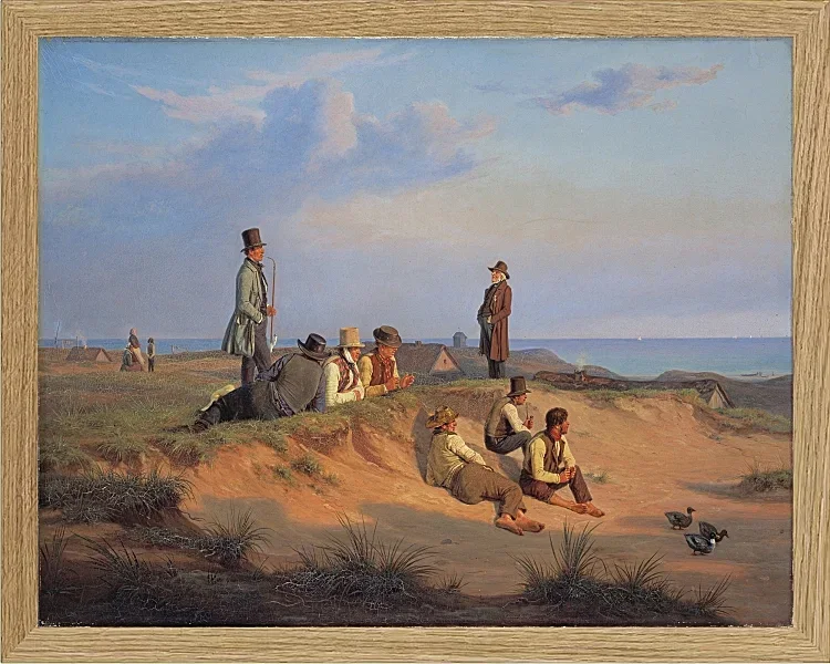 Martinus Rørbye – Männer von Skagen an einem Sommerabend bei gutem Wetter 1848 | Giclée Kunstdruck gerahmt