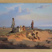 Martinus Rørbye – Männer von Skagen an einem Sommerabend bei gutem Wetter 1848 | Giclée Kunstdruck gerahmt