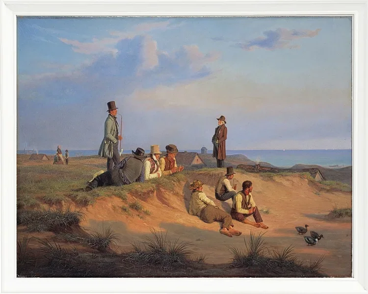 Martinus Rørbye – Männer von Skagen an einem Sommerabend bei gutem Wetter 1848 | Giclée Kunstdruck gerahmt