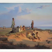 Martinus Rørbye – Männer von Skagen an einem Sommerabend bei gutem Wetter 1848 | Giclée Kunstdruck gerahmt