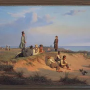 Martinus Rørbye – Männer von Skagen an einem Sommerabend bei gutem Wetter 1848 | Giclée Kunstdruck gerahmt
