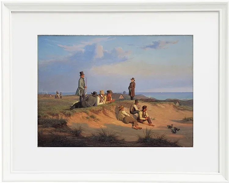 Martinus Rørbye – Männer von Skagen an einem Sommerabend bei gutem Wetter 1848 | Giclée Kunstdruck gerahmt