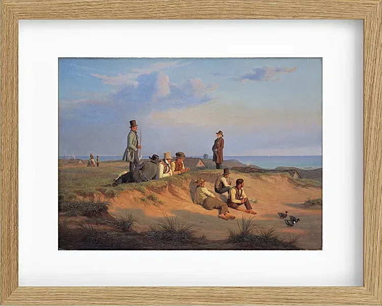 Martinus Rørbye – Männer von Skagen an einem Sommerabend bei gutem Wetter 1848 | Giclée Kunstdruck gerahmt