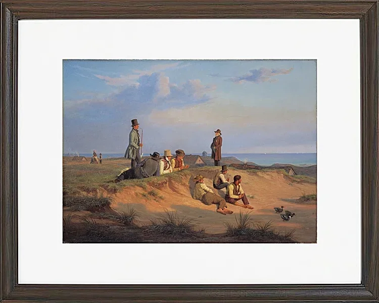 Martinus Rørbye – Männer von Skagen an einem Sommerabend bei gutem Wetter 1848 | Giclée Kunstdruck gerahmt