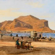 Martinus Rørbye | Hafen von Palermo mit Blick auf Monte Pellegrino – 1840 | Gerahmter Kunstdruck | Goldenes Zeitalter Dänemark