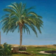 Martinus Rørbye | Ruiner i et landskab med en palme – 1830 | Indrammet kunsttryk | Danmarks Guldalder