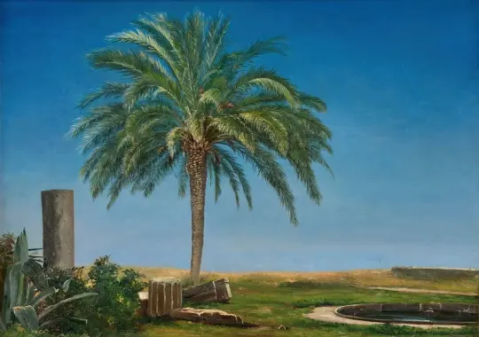 Martinus Rørbye | Ruiner i et landskab med en palme – 1830 | Indrammet kunsttryk | Danmarks Guldalder