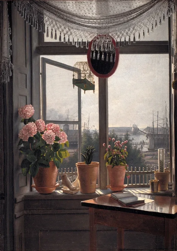 Martinus Rørbye | Blick aus dem Künstlerzimmer – 1825 | Gerahmter Kunstdruck | Goldenes Zeitalter Dänemark