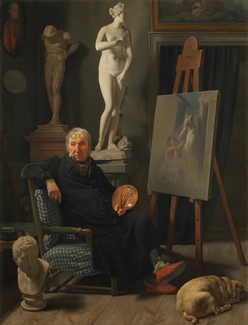 Martinus Rørbye – Porträt des Malers C. A. Lorentzen 1827  | Giclée Kunstdruck gerahmt