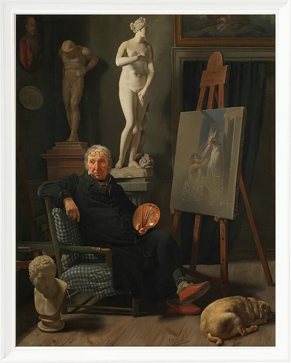 Martinus Rørbye – Porträt des Malers C. A. Lorentzen 1827  | Giclée Kunstdruck gerahmt