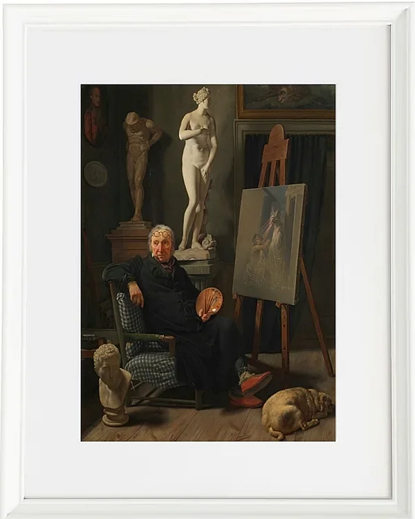 Martinus Rørbye – Porträt des Malers C. A. Lorentzen 1827  | Giclée Kunstdruck gerahmt