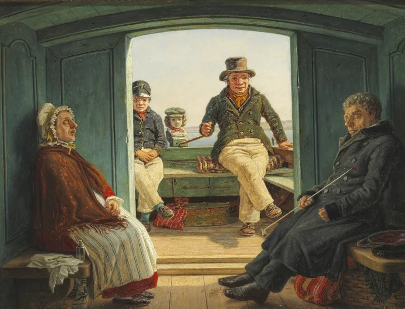 Martinus Rørbye – Reiseszene an Bord eines niederländischen Trawlers 1846 | Giclée Kunstdruck gerahmt