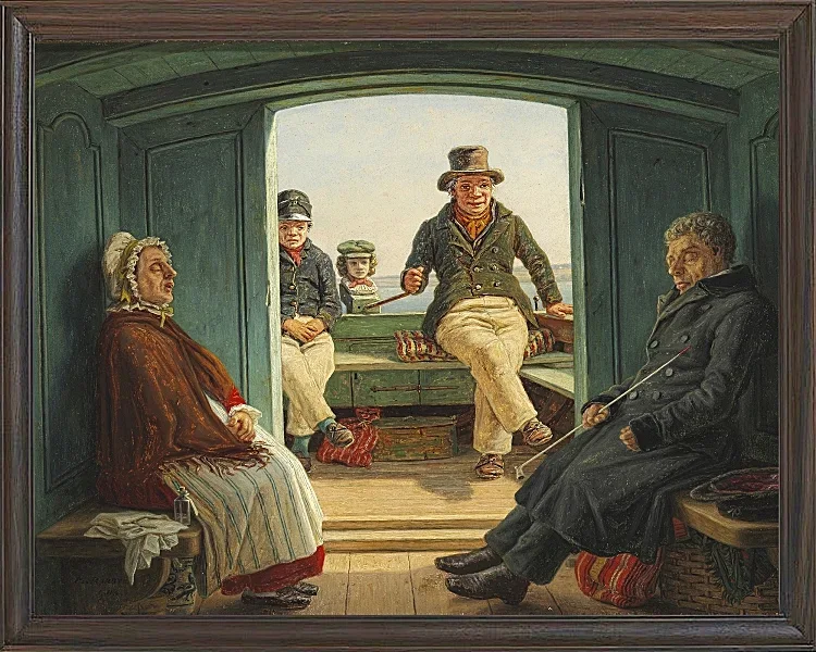 Martinus Rørbye – Reiseszene an Bord eines niederländischen Trawlers 1846 | Giclée Kunstdruck gerahmt