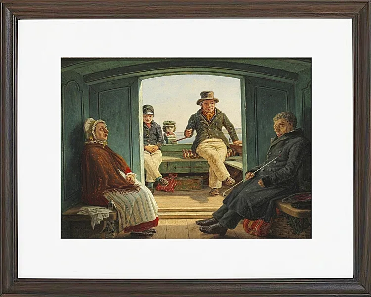 Martinus Rørbye – Reiseszene an Bord eines niederländischen Trawlers 1846 | Giclée Kunstdruck gerahmt