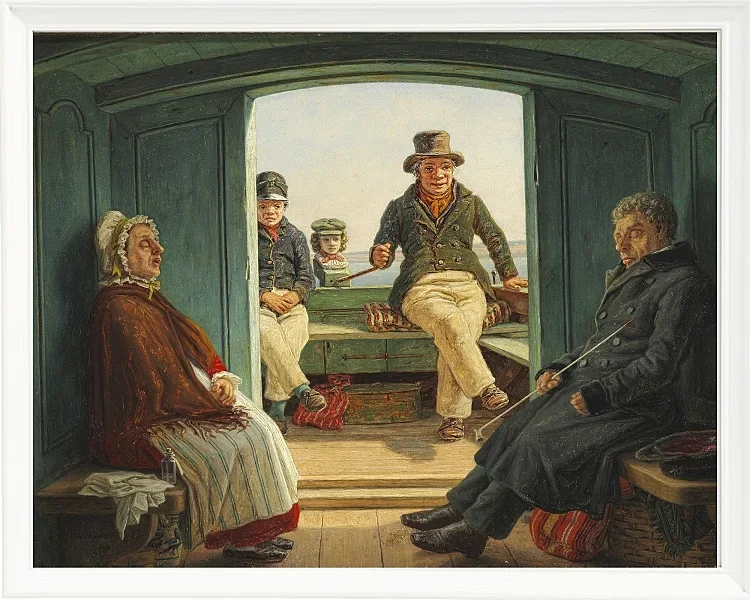 Martinus Rørbye – Reiseszene an Bord eines niederländischen Trawlers 1846 | Giclée Kunstdruck gerahmt