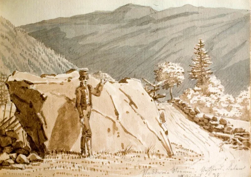 Martinus Rørbye | En mand ved Klatschstein i Vestfjorddalen - 1830 | Indrammet kunsttryk | Danmarks Guldalder