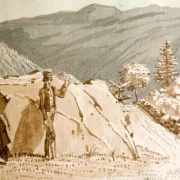 Martinus Rørbye | En mand ved Klatschstein i Vestfjorddalen - 1830 | Indrammet kunsttryk | Danmarks Guldalder