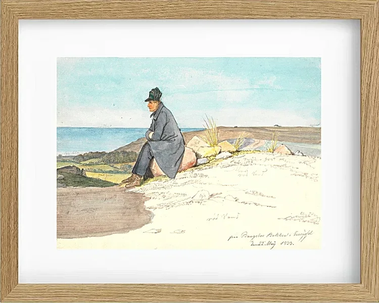Martinus Rørbye – Sitzender Mann in den Hügeln von Bangsbo 1833 | Giclée Kunstdruck gerahmt