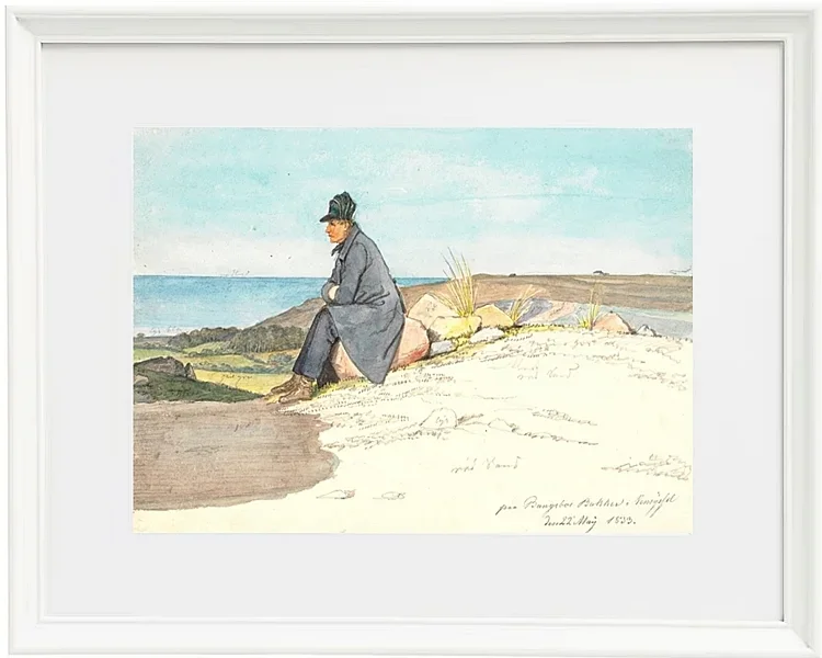 Martinus Rørbye – Sitzender Mann in den Hügeln von Bangsbo 1833 | Giclée Kunstdruck gerahmt