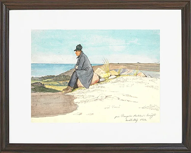 Martinus Rørbye – Sitzender Mann in den Hügeln von Bangsbo 1833 | Giclée Kunstdruck gerahmt