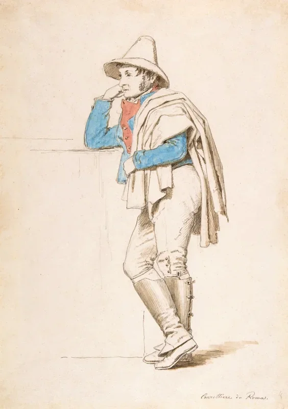 Martinus Rørbye | Studie af en romersk kusk – 1830 | Indrammet kunsttryk | Danmarks Guldalder