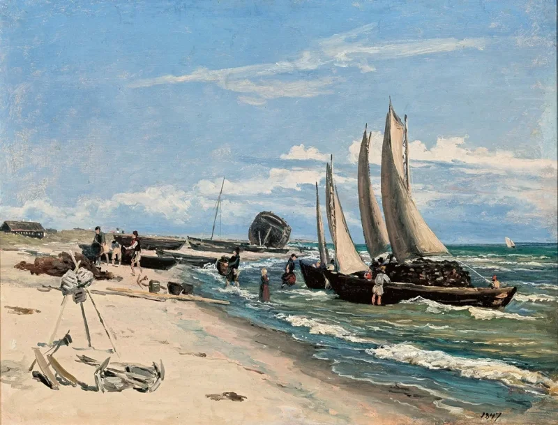 Martinus Rørbye – Strand von Skagen Vesterby 1847 | Giclée Kunstdruck gerahmt