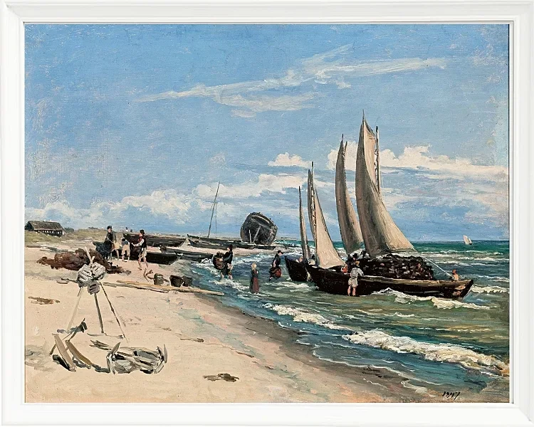 Martinus Rørbye – Strand von Skagen Vesterby 1847 | Giclée Kunstdruck gerahmt