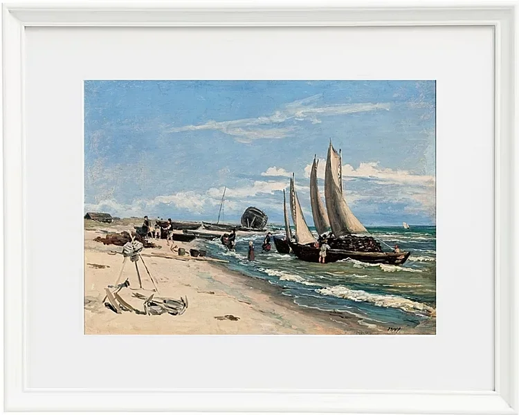 Martinus Rørbye – Strand von Skagen Vesterby 1847 | Giclée Kunstdruck gerahmt