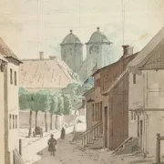 Martinus Rørbye | Tårnene i Viborg Domkirke - 1832 | Indrammet kunsttryk | Danmarks Guldalder