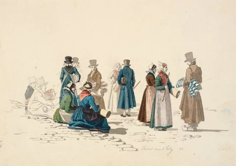 Martinus Rørbye | Scene fra markedspladsen i Thisted – 1830 | Indrammet kunsttryk | Danmarks Guldalder
