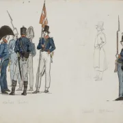 Martinus Rørbye | Studier af soldater – 1830 | Indrammet kunsttryk | Danmarks Guldalder