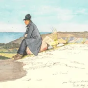 Martinus Rørbye | Sitzender Mann in den Hügeln von Bangsbo – 1833 | Gerahmter Kunstdruck | Goldenes Zeitalter Dänemark