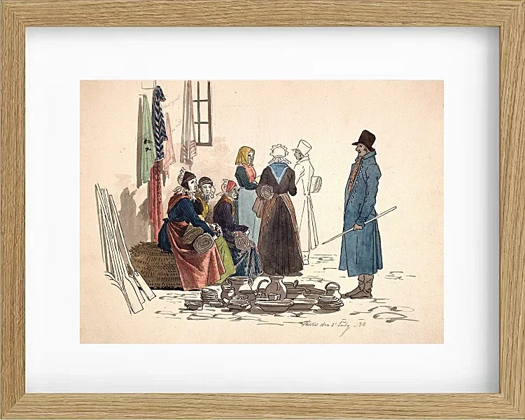 Martinus Rørbye – Szene vom Platz in Thisted 1830 | Giclée Kunstdruck gerahmt