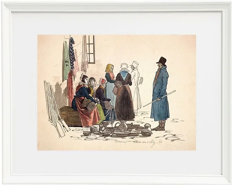 Martinus Rørbye – Szene vom Platz in Thisted 1830 | Giclée Kunstdruck gerahmt