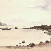 Martinus Rørbye | Udsigt mod Vesuv fra Procida - 1835 | Indrammet kunsttryk | Danmarks Guldalder