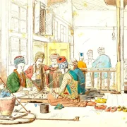 Martinus Rørbye | Tyrkere ved brætspil i café - 1836 | Indrammet kunsttryk | Danmarks Guldalder