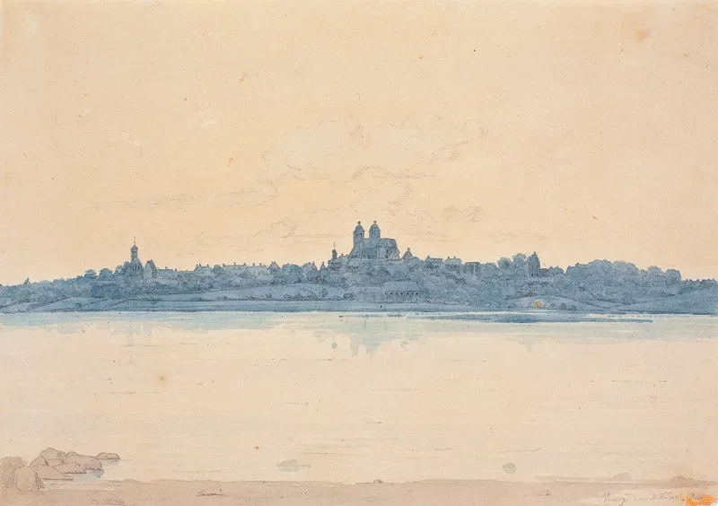 Martinus Rørbye | Viborg set fra Asmild Klosterhave - 1830 | Indrammet kunsttryk | Danmarks Guldalder