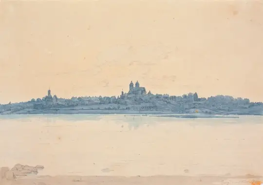 Martinus Rørbye | Viborg set fra Asmild Klosterhave - 1830 | Indrammet kunsttryk | Danmarks Guldalder