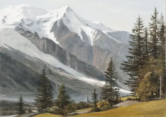 Martinus Rørbye | Udsigt mod Chamonix-Mont-Blanc - 1834 | Indrammet kunsttryk | Danmarks Guldalder