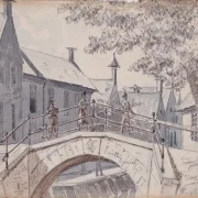 Martinus Rørbye | Eine Brücke über einen Kanal in Winschoten – 1834 | Gerahmter Kunstdruck | Goldenes Zeitalter Dänemark