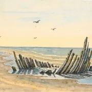 Martinus Rørbye – Wrack am Strand Nordstranden 1832 | Giclée Kunstdruck gerahmt