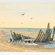 Martinus Rørbye – Wrack am Strand Nordstranden 1832 | Giclée Kunstdruck gerahmt